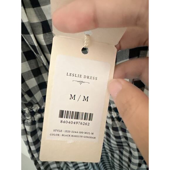 DÔEN Leslie tie-detailed smocked gingham voile midi dress M - Picture 11 of 13